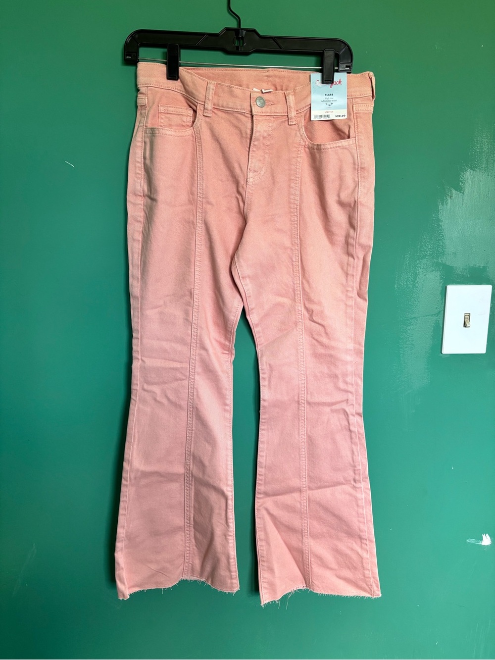 Girls Pink High-Rise Flared Jeans